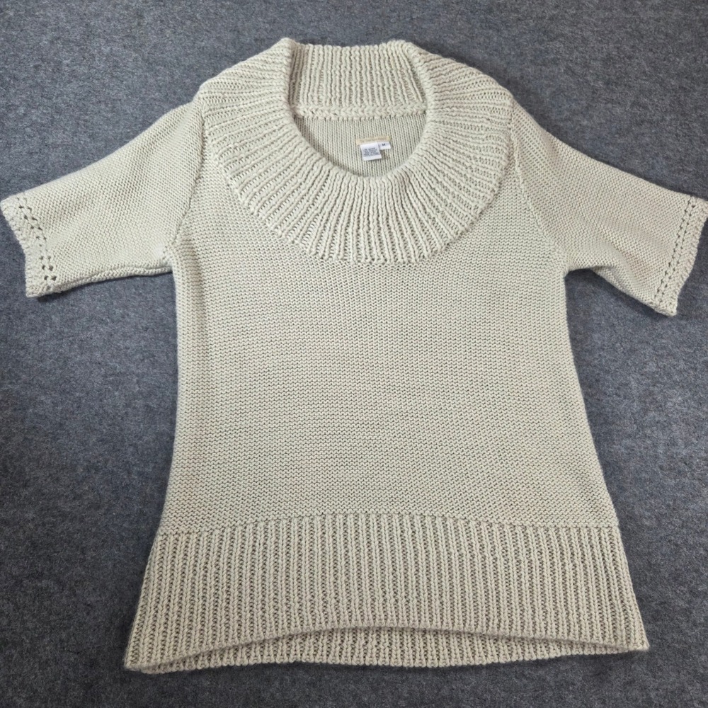 The Territory Ahead Womens Wool Blend Cowl Neck Short Sleeve Sweater Cream M